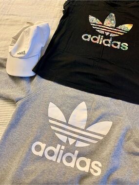 LOT OF 3 Adidas items; 2 tops, 1 hat